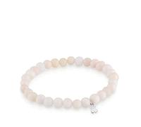 TOUS Bracciale elastico rosa in vetro con motivo orso in argento sterling da donna, lunghezza 16,5 cm, collezione Basics