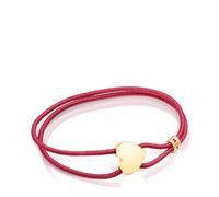 TOUS Bracciale elastico rosso da donna con motivo a cuore con bagno in oro 18 kt su argento first legge, collezione Sweet Dolls