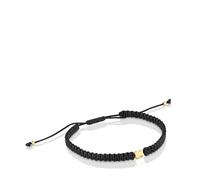 TOUS Bracciale in nylon con motivo a orso, con bagno in oro 18 carati su argento, lunghezza 17 cm, collezione Motivi