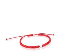 TOUS Bracciale in nylon con motivo a orso in argento di prima legge, lunghezza 17 cm, collezione Motivi