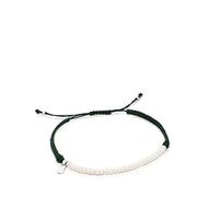 TOUS Bracciale in nylon verde con perle coltivate da donna con motivo a orso in argento sterling 0,2 cm, combinabile e versatile, collezione color AG