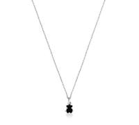 TOUS Collana in argento Sterling con cordoncino con motivo orso in onice da donna, lunghezza 45 cm, collezione mini colore
