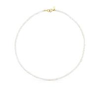 TOUS Girocollo da bagno in oro 18 kt su argento da donna con perle rotonde bianche da 2 mm, lunghezza 38 cm, elegante e versatile, collezione Camille