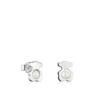 TOUS I-Bear, orecchini piccoli da donna a forma di orso in argento Sterling con perle coltivate, 10 mm, collezione