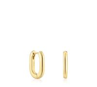 TOUS Orecchini a cerchio corti da donna con bagno in oro 18 kt su argento sterling 2 mm collezione Basics
