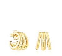 TOUS Orecchini a cerchio da donna con bagno in oro 18 kt su argento first ley, collezione Fellow