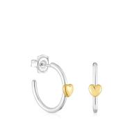 TOUS Orecchini a cerchio da donna con motivo a cuore bicolore, collezione My Other Half