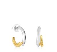 TOUS Orecchini da donna a cerchio bicolore con motivo orso, collezione Tous 1950