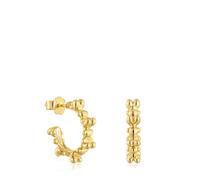 TOUS Orecchini da donna a cerchio con bagno in oro 18 kt su argento sterling 12 mm collezione Bold Bear