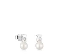 TOUS Orecchini da donna con motivo a orso in argento sterling con perle coltivate, collezione I-Bear