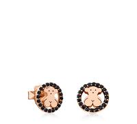 TOUS Orecchini da donna placcati in oro 18 carati su argento con orso spinello rosa, raffinati ed eleganti, collezione Camille