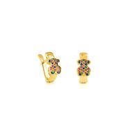 TOUS Orecchini in argento Sterling con bagno in oro 18kt e gemme multicolore, collezione Gen, 1 cm, Argento sterling, Nessuna pietra preziosa
