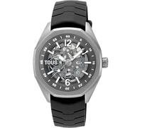 TOUS Orologio analogico automatico con cassa in acciaio e bracciale in silicone Now (Titanio e nero)