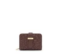 TOUS Portafoglio in pelle Kaos Mini, marrone, con chiusura a cerniera, design in rilievo, dettagli dorati