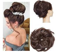 Tousled - Extension per chignon, con elastico in gomma, sintetiche, per coda di cavallo, da donna, colore nero scuro