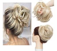 Tousled - Extension per chignon, con elastico in gomma, sintetiche, per coda di cavallo, da donna, colore nero scuro