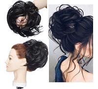 Tousled - Extension per chignon, con elastico in gomma, sintetiche, per coda di cavallo, da donna, colore nero scuro