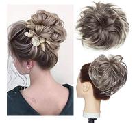 Tousled - Extension per chignon, con elastico in gomma, sintetiche, per coda di cavallo, da donna, colore nero scuro