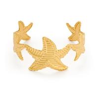 TOVABA Bracciale Donna Aperto con Stelle Marine Dorate, Oro, Design Estivo e Scultoreo, Anallergico, Accessorio Artigianale Regalo per Lei