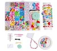 TOVABA Kit Perline Braccialetti e Laccetti Telefono Fai da Te - Set con Lettere, Cuori, Stelle, Smile e Frutta. Include Fili e Accessori per Creazione Gioielli Personalizzati Bambini e Adulti