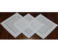 Tovaglia, 30 x 30 cm, confezione da 3 pezzi, in cotone, con orlo cavo, con angoli di lettera confezionati (30 x 30)