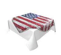 Tovaglia a forma di cuore con palla da discoteca con bandiera americana, lavabile, tovaglia decorativa per cucina, 152,4 x 152,4 cm