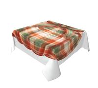 Tovaglia a quadri rosso verde con zucca con fiocco lavabile tovaglia da pranzo copritavolo decorativo per cucina 152,4 x 152,4 cm