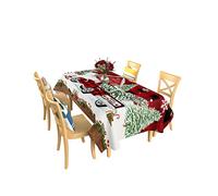 Tovaglia A Rettangolare Christmas Red Truck Snowman Xmas Tree Plaid Lavabile Tovaglia Moderna Copritavolo, per Picnic, Fidanzamento, Natale, 137x183cm