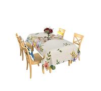 Tovaglia A Rettangolare Happy Easter Bunny Rabbit Spring Flowers Tovaglia Antimacchia Esterno Copritavolo Pranzo, per Feste, Giardino, Cucina, 137x183cm