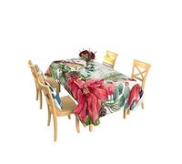 Tovaglia A Rettangolare Merry Christmas Cardinal Xmas Poinsettia Stoffa Rettangolare da Tavolino caffè Moderna Copritavolo, per Giardino, Banchetti, Picnic, 137x183cm