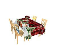 Tovaglia A Rettangolare Merry Christmas Snowman Xmas Tree Plaid Snowflake Tovaglia Antimacchia Decorazione Copritavolo Pranzo, per Natale, Compleanno, Picnic, 137x183cm