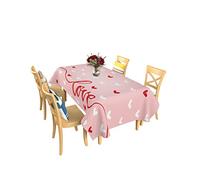 Tovaglia A Rettangolare Valentine's Day Red White Love Heart Pink Lavabile Tovaglia Morbido Copritavolo Pranzo, per Tavolo da Pranzo, Cucina, Giardino, 137x183cm