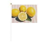 Tovaglia a righe con limoni e piccole bandiere da tenere in mano, mini bandiere su bastone per feste, attività di squadra, sfilate, decorazione per le vacanze, confezione da 10