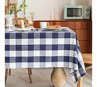 Tovaglia a scacchi in cotone e lino, riutilizzabile, per tavoli da pranzo e giardino, lavabile, perfetta per la casa e gli eventi, 99 x 259 cm