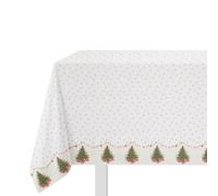 Tovaglia alberi Natale 140x240 cm bianca in cotone