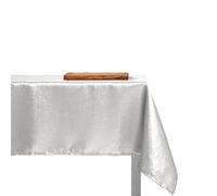 Tovaglia Antimacchia di Natale Rettangolare o Rotonda Tessuto Brillantini con Lurex più Colori e Misure, Tovaglia Natalizia Resistente Alle Macchie (14/16 POSTI 140x300 cm, Bianco/Argento)