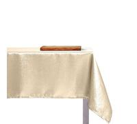 Tovaglia Antimacchia di Natale Rettangolare o Rotonda Tessuto Brillantini con Lurex più Colori e Misure, Tovaglia Natalizia Resistente Alle Macchie (4 POSTI 140x140 cm, Crema/Oro)