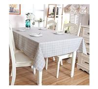 Tovaglia antimacchia grigia a scacchi 110 x 170 cm, in cotone e lino nordico, con tovaglioli, perfetto per sala da pranzo e cucina, elegante decorazione e protezione per la casa