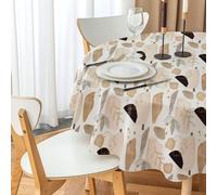 Tovaglia antimacchia rotonda copritavolo impermeabile Foglie 140cm 6929