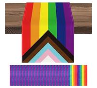 Tovaglia arcobaleno da 1 pezzo e tovaglioli arcobaleno da 20 pezzi, decorazioni da tavola, decorazioni per feste, forniture per feste, runner da tavola con stampa in lino, tovaglioli creativi
