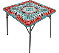 Tovaglia azteca, motivo azteco, bordo elastico, adatta per la decorazione della tavola, buffet e campeggio, adatta per tavolo quadrato da 81,3 x 81,3 cm