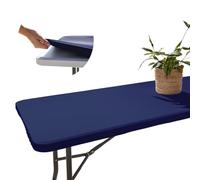 Tovaglia Blu Rettangolare con Elastico [183 x 76 cm] - Copritavolo Antimacchia per Compleanno Bambino, Stand Fiera e Feste Aziendali - Fodera Tavolo 6 Posti Lavabile No Stiro - Telo Spandex Royal