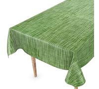 Tovaglia cerata, lavabile, 200 x 140 cm, bordo tagliente, effetto lino, verde