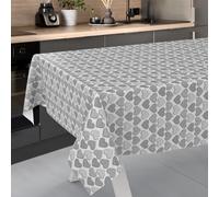ANRO Tovaglia cerata, lavabile, da giardino, per interni ed esterni, 180 x 140 cm, con bordo tagliato, a forma di cuore, grigio