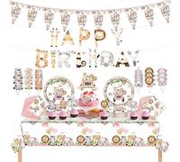 Tovaglia Compleanno Bambina Safari Party Set Stoviglie Compleanno per Decorazioni per Compleanni di Bambini Varie Feste per Bambini Feste per Animali Domestici o Altre Decorazioni per le Vacanze