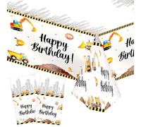 Tovaglia Compleanno Escavatore per Bambini,2 Pezzi Decorazioni Compleanno Escavatore,137x274cm Tovaglia Plastica Rettangolare Compleanno,Tovaglia Impermeabile,Decorazione per Feste Compleanno Bambini