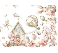 Tovaglia Copritavolo Cucina 100% Cotone Digitale Pasqua Disegno Pink Easter GI