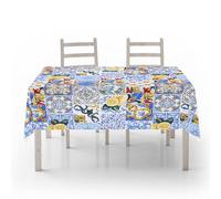 Tovaglia Copritavolo di Cotone Fantasia Limoni Floreale, Coprimacchia per Arredo Casa Hotel Ristorante (Patchwork Maioliche, 135x135 cm)