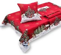 Tovaglia Copritavolo o Runner o Cuscino Arredo Lurex Buon Natale Gobelin Jaquard