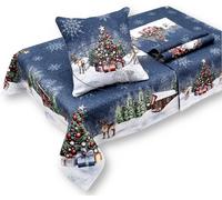 Tovaglia Copritavolo o Runner o Cuscino Arredo Lurex Buon Natale Gobelin Jaquard